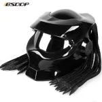 Predator Fiber glass Motorcycle Helmet Full Face Iron Warrior Man unique stylish flip up Helmet moto with LED spotlight - Image 2